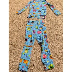 Muse Threads XS 2/3 Pajama Monster Pattern Blue Cute Bamboo Unisex